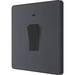 British General Evolve 20A 1-Gang DP Control Switch Grey with LED with Black Inserts