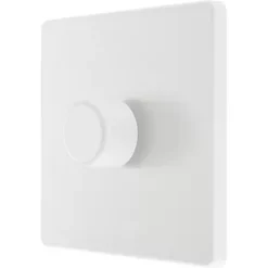 British General Evolve 1-Gang 2-Way LED Trailing Edge Single Push Dimmer Switch with Rotary Control Pearlescent White with White Inserts