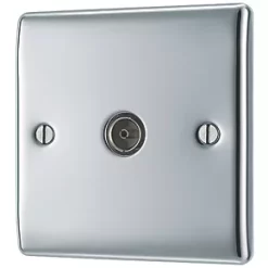 British General Nexus Metal Coaxial TV Socket Polished Chrome