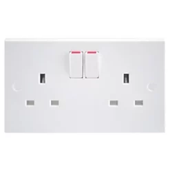 British General 900 Series 13A 2-Gang SP Switched Plug Socket White 5 Pack -British General Switches & Sockets Store 48563 A5