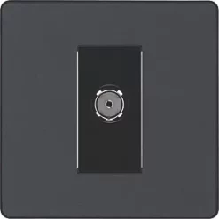 British General Evolve Coaxial TV / FM Socket Grey with Black Inserts -British General Switches & Sockets Store 492RF A2