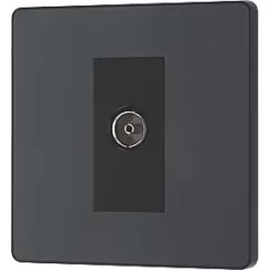 British General Evolve Coaxial TV / FM Socket Grey with Black Inserts -British General Switches & Sockets Store 492RF A3