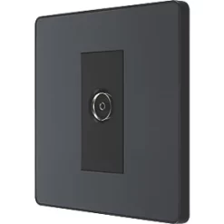 British General Evolve Coaxial TV / FM Socket Grey with Black Inserts