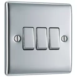 British General Nexus Metal 10AX 3-Gang 2-Way Light Switch Polished Chrome -British General Switches & Sockets Store 495FT A2