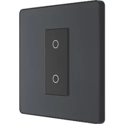 British General Evolve 1-Gang 2-Way LED Single Master Trailing Edge Touch Dimmer Switch Grey with Black Inserts