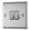 British General Nexus Metal 10AX 2-Gang 2-Way Light Switch Brushed Steel