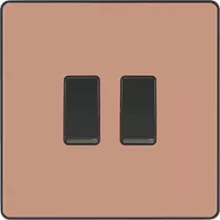 British General Evolve 20 A 16AX 2-Gang 2-Way Light Switch Copper with Black Inserts -British General Switches & Sockets Store 506PY A2