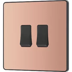 British General Evolve 20 A 16AX 2-Gang 2-Way Light Switch Copper with Black Inserts -British General Switches & Sockets Store 506PY A3