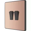 British General Evolve 20 A 16AX 2-Gang 2-Way Light Switch Copper with Black Inserts