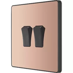 British General Evolve 20 A 16AX 2-Gang 2-Way Light Switch Copper with Black Inserts