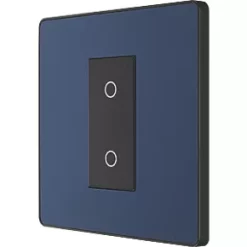 British General Evolve 1-Gang 2-Way LED Single Master Trailing Edge Touch Dimmer Switch Blue with Black Inserts