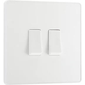 British General Evolve 20 A 16AX 2-Gang 2-Way Light Switch Pearlescent White with White Inserts 2 British General Evolve 20 A 16AX 2-Gang 2-Way Light Switch Pearlescent White with White Inserts - Image 2