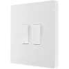 British General Evolve 20 A 16AX 2-Gang 2-Way Light Switch Pearlescent White with White Inserts