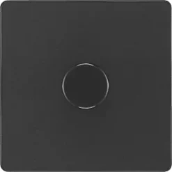 British General Evolve 1-Gang 2-Way LED Trailing Edge Single Push Dimmer Switch with Rotary Control Matt Black with Black Inserts -British General Switches & Sockets Store 534PY A2