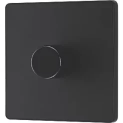 British General Evolve 1-Gang 2-Way LED Trailing Edge Single Push Dimmer Switch with Rotary Control Matt Black with Black Inserts -British General Switches & Sockets Store 534PY A3