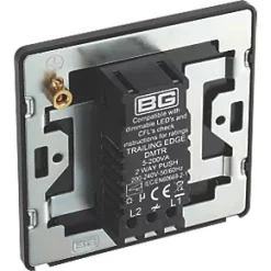 British General Evolve 1-Gang 2-Way LED Trailing Edge Single Push Dimmer Switch with Rotary Control Matt Black with Black Inserts -British General Switches & Sockets Store 534PY A4