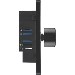 British General Evolve 1-Gang 2-Way LED Trailing Edge Single Push Dimmer Switch with Rotary Control Matt Black with Black Inserts -British General Switches & Sockets Store 534PY A5