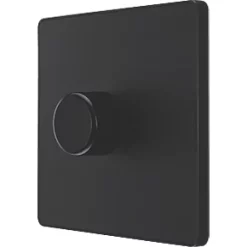 British General Evolve 1-Gang 2-Way LED Trailing Edge Single Push Dimmer Switch with Rotary Control Matt Black with Black Inserts
