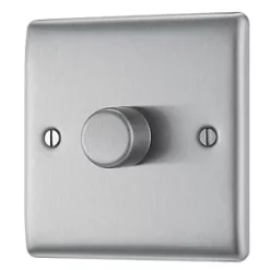 British General Nexus Metal 1-Gang 2-Way LED Dimmer Switch Brushed Steel