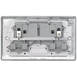 British General Nexus Metal 13A 2-Gang DP Switched Plug Socket Polished Chrome with White Inserts -British General Switches & Sockets Store 547FT A4