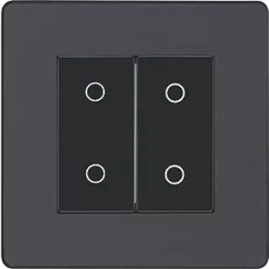 British General Evolve 2-Gang 2-Way LED Double Secondary Touch Trailing Edge Dimmer Switch Grey with Black Inserts -British General Switches & Sockets Store 547PY A2