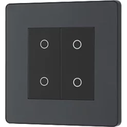 British General Evolve 2-Gang 2-Way LED Double Secondary Touch Trailing Edge Dimmer Switch Grey with Black Inserts -British General Switches & Sockets Store 547PY A3