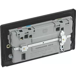 British General Evolve 13A 2-Gang SP Switched Double Socket With WiFi Extender + 2.1A 1-Outlet Type A USB Charger Grey with Black Inserts -British General Switches & Sockets Store 547RF A4