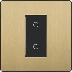 British General Evolve 1-Gang 2-Way LED Single Master Trailing Edge Touch Dimmer Switch Satin Brass with Black Inserts -British General Switches & Sockets Store 552PY A2