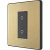 British General Evolve 1-Gang 2-Way LED Single Master Trailing Edge Touch Dimmer Switch Satin Brass with Black Inserts