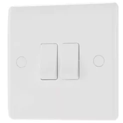 British General 800 Series 10AX 2-Gang 2-Way Light Switch White