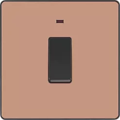 British General Evolve 20A 1-Gang DP Control Switch Copper with LED with Black Inserts -British General Switches & Sockets Store 560PY A2