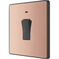 British General Evolve 20A 1-Gang DP Control Switch Copper with LED with Black Inserts