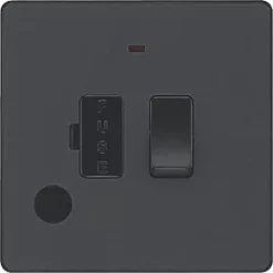 British General Evolve 13A Switched Fused Spur with LED Grey with Black Inserts -British General Switches & Sockets Store 564PX A2