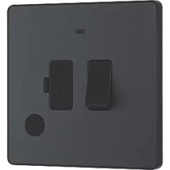 British General Evolve 13A Switched Fused Spur with LED Grey with Black Inserts