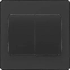 British General Evolve 20 A 16AX 2-Gang 2-Way Wide Rocker Light Switch Matt Black with Black Inserts -British General Switches & Sockets Store 566PY A2