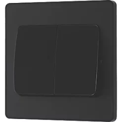 British General Evolve 20 A 16AX 2-Gang 2-Way Wide Rocker Light Switch Matt Black with Black Inserts -British General Switches & Sockets Store 566PY A3