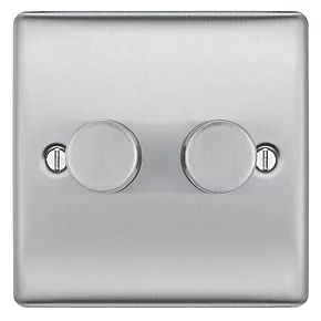 British General Nexus Metal 2-Gang 2-Way LED Dimmer Switch Brushed Steel 2 British General Nexus Metal 2-Gang 2-Way LED Dimmer Switch Brushed Steel - Image 2