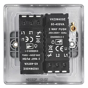 British General Nexus Metal 2-Gang 2-Way LED Dimmer Switch Brushed Steel 4 British General Nexus Metal 2-Gang 2-Way LED Dimmer Switch Brushed Steel - Image 4