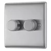 British General Nexus Metal 2-Gang 2-Way LED Dimmer Switch Brushed Steel