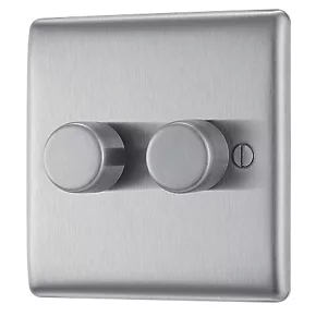 British General Nexus Metal 2-Gang 2-Way LED Dimmer Switch Brushed Steel 1 British General Nexus Metal 2-Gang 2-Way LED Dimmer Switch Brushed Steel