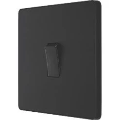 British General Evolve 20A 16AX 1-Gang Intermediate Light Switch Matt Black with Black Inserts
