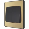 British General Evolve 20 A 16AX 2-Gang 2-Way Wide Rocker Light Switch Satin Brass with Black Inserts