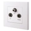 British General 900 Series 1-Gang Triplex Multimedia Socket White