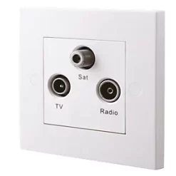 British General 900 Series 1-Gang Triplex Multimedia Socket White
