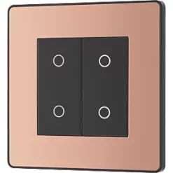 British General Evolve 2-Gang 2-Way LED Double Master Touch Trailing Edge Dimmer Switch Copper with Black Inserts -British General Switches & Sockets Store 588PY A3