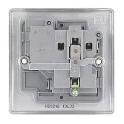 British General Nexus Metal 13A 1-Gang SP Switched Plug Socket Brushed Steel with Graphite Inserts -British General Switches & Sockets Store 58967 A2
