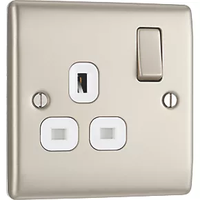 British General Nexus Metal 13A 1-Gang DP Switched Socket Pearl Nickel with White Inserts 2 British General Nexus Metal 13A 1-Gang DP Switched Socket Pearl Nickel with White Inserts - Image 2