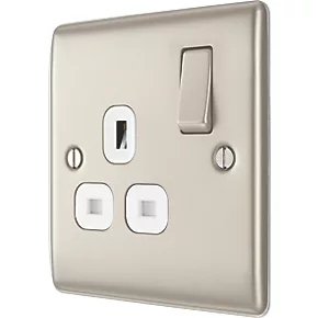 British General Nexus Metal 13A 1-Gang DP Switched Socket Pearl Nickel with White Inserts 1 British General Nexus Metal 13A 1-Gang DP Switched Socket Pearl Nickel with White Inserts