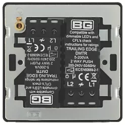 British General Evolve 2-Gang 2-Way LED Trailing Edge Double Push Dimmer with Rotary Control Satin Brass with Black Inserts -British General Switches & Sockets Store 601PY A5