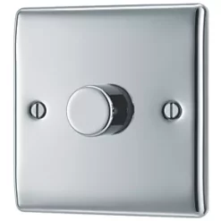 British General Nexus Metal 1-Gang 2-Way LED Dimmer Switch Polished Chrome